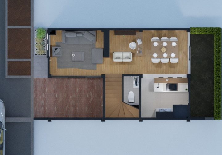 Plano del primer piso de una casa de Villa Paula