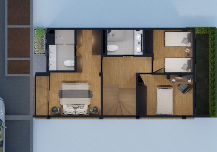 Plano del segundo piso de una casa de Villa Paula
